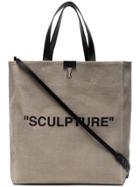Off-white Sculpture Leather Handle Tote Bag - Nude & Neutrals
