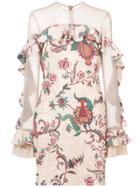 Patbo Sheer Sleeve Floral Mini Dress - Nude & Neutrals