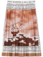 Burberry Mariner Print Pleated Cady Skirt - Brown
