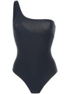 The Upside Ribbed One Shoulder Swimsuit - Blue
