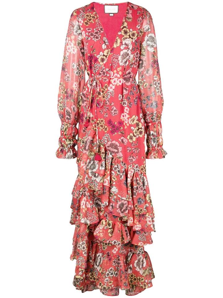 Alexis Floral Print Wrap Dress - Red