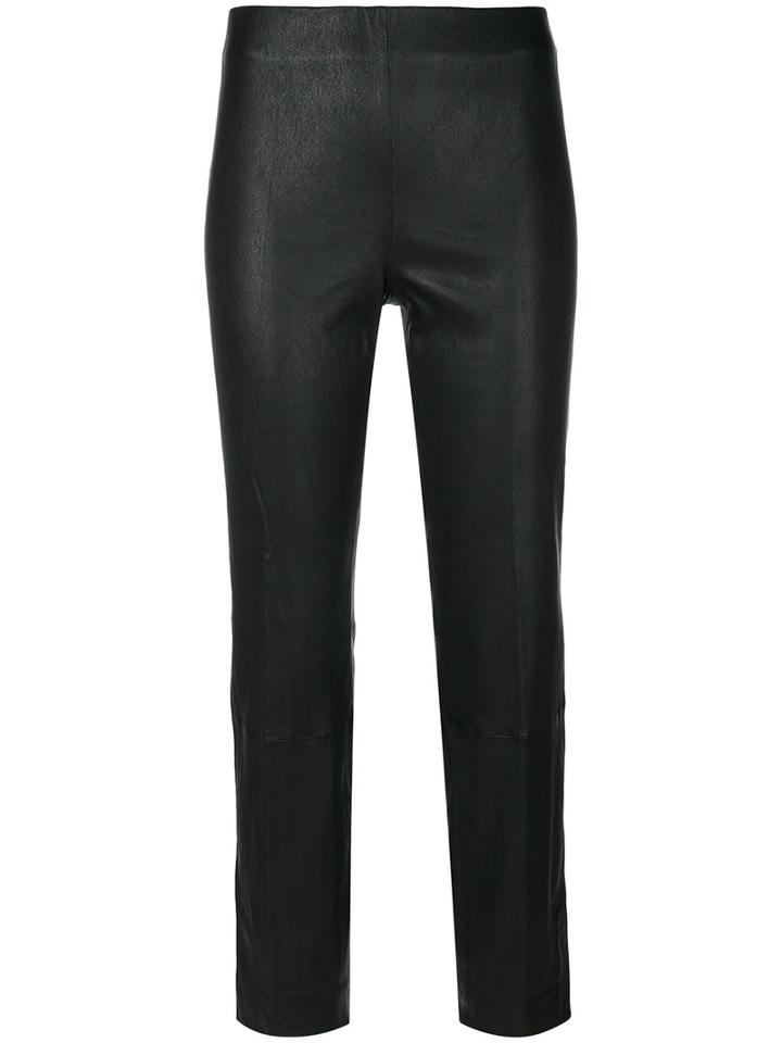 Vince - Cropped Trousers - Women - Lamb Skin - M, Black, Lamb Skin