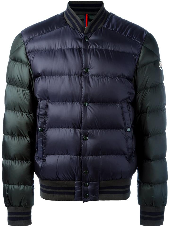 Moncler Varsity Padded Jacket, Men's, Size: 3, Blue, Feather Down/polyamide
