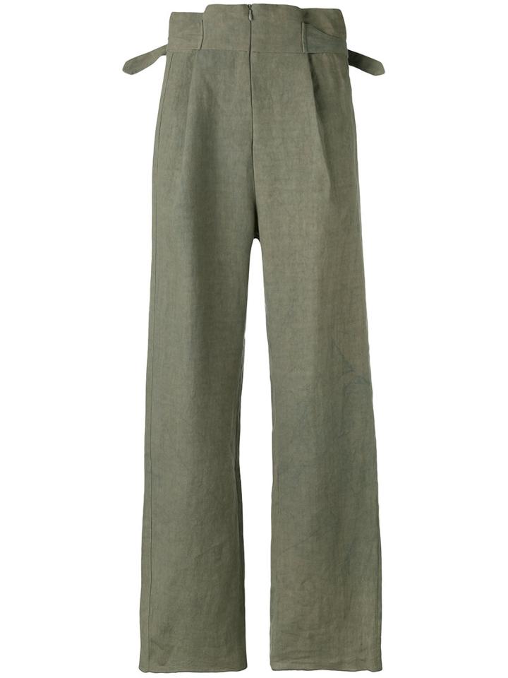 Cherevichkiotvichki - Tailored Trousers - Women - Linen/flax - Xs, Green, Linen/flax