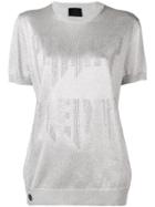 Philipp Plein Logo Embellished Knitted Top - Silver