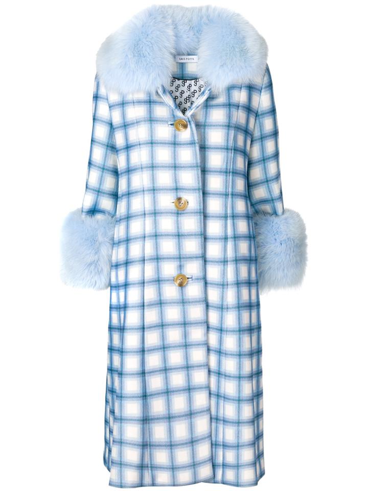 Saks Potts Checked Coat - Blue