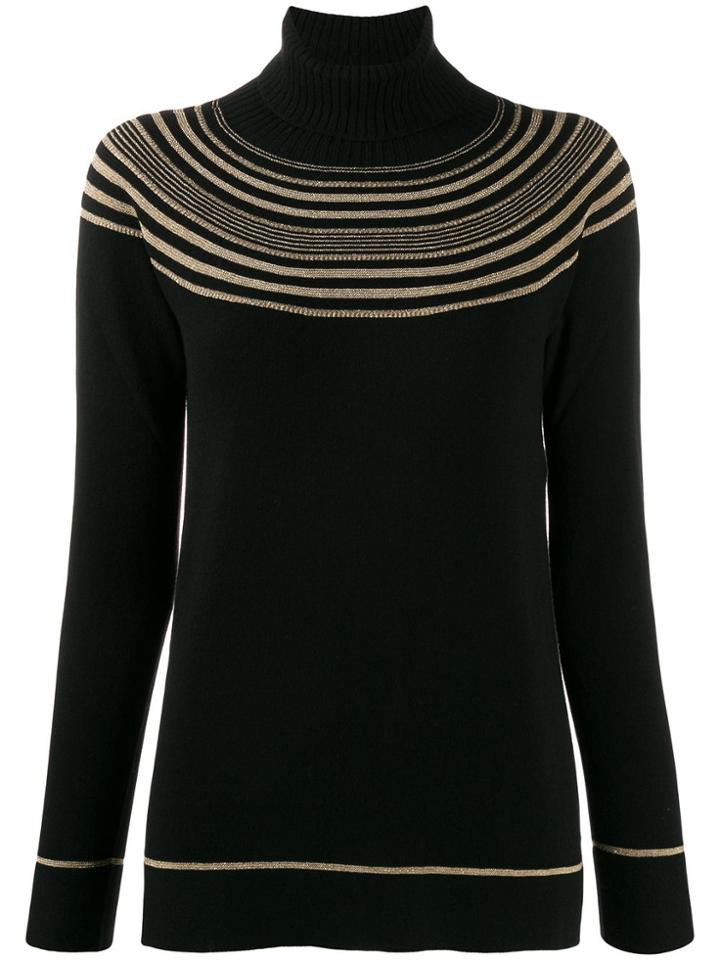 D.exterior Striped Knitted Jumper - Black