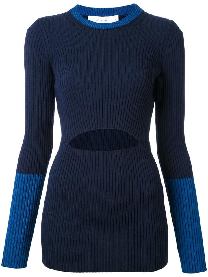 Victoria Beckham Cut-out Ribbed Jumper - Blue