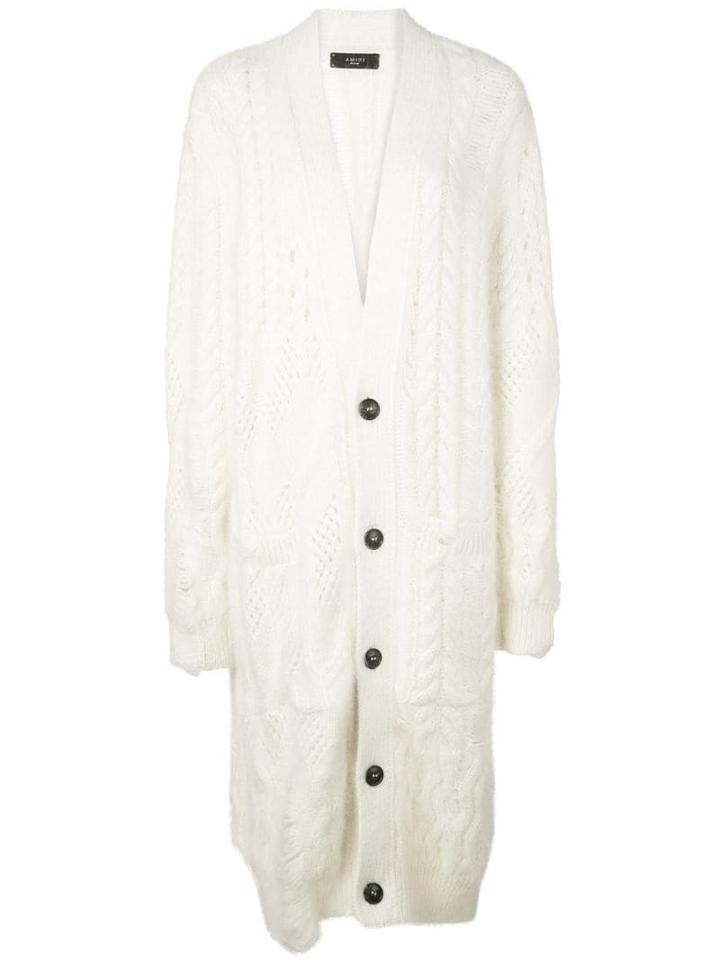 Amiri Long-line Cardigan - White