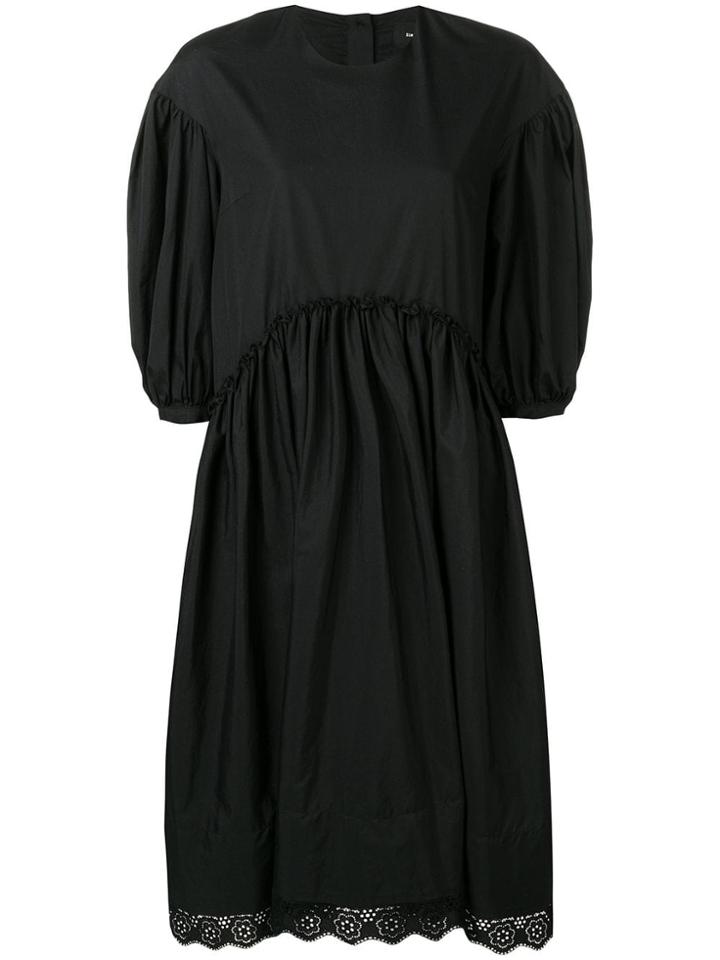 Simone Rocha Broiderie Anglaise Puffer Sleeve Dress - Black