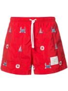 Thom Browne - Printed Swim Shorts - Men - Nylon - 4, Red, Nylon