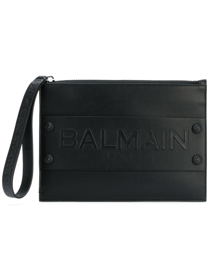 Balmain Logo Clutch Bag - Black