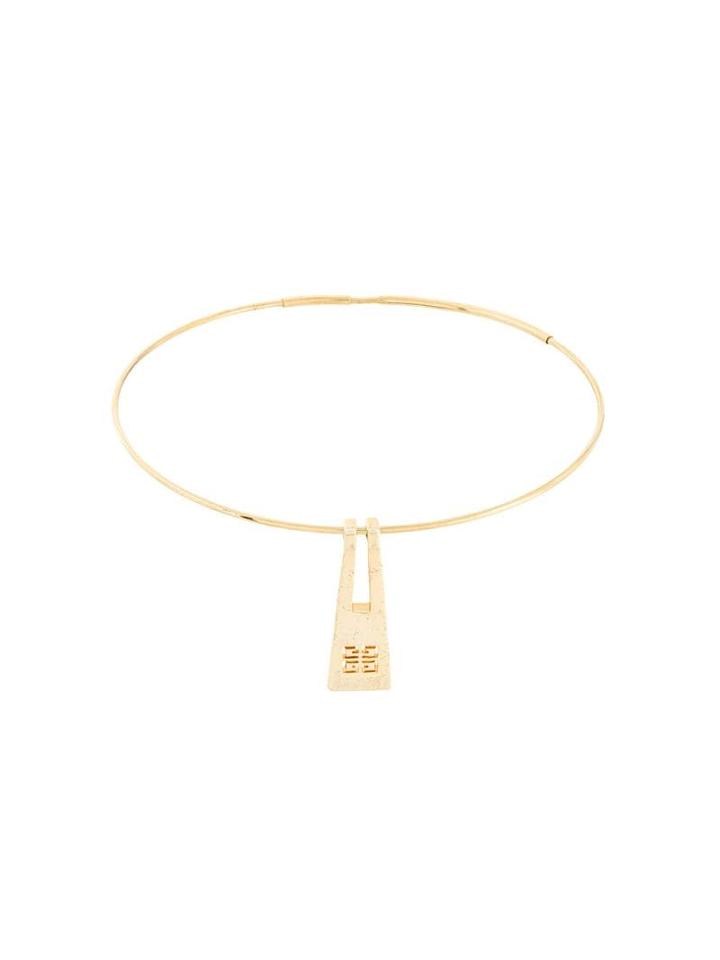 Givenchy Pre-owned 1980's Logo Pendant Necklace - Metallic