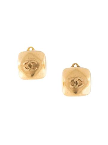 Chanel Pre-owned 1998 Square Cc Earrings - Gold