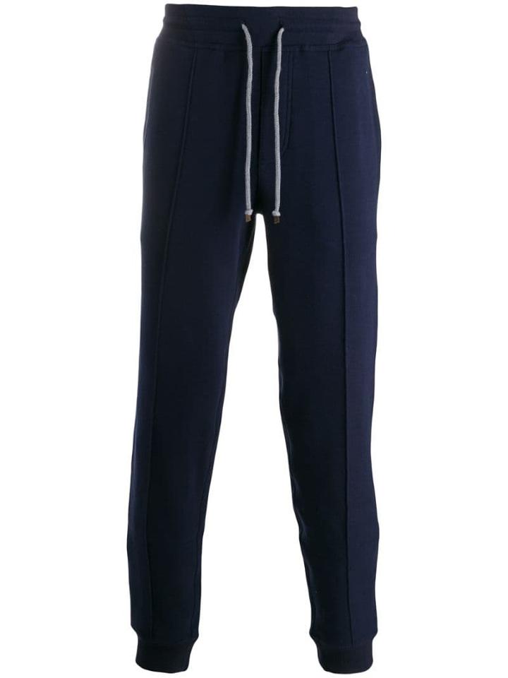 Brunello Cucinelli Drawstring Creased Track Trousers - Blue