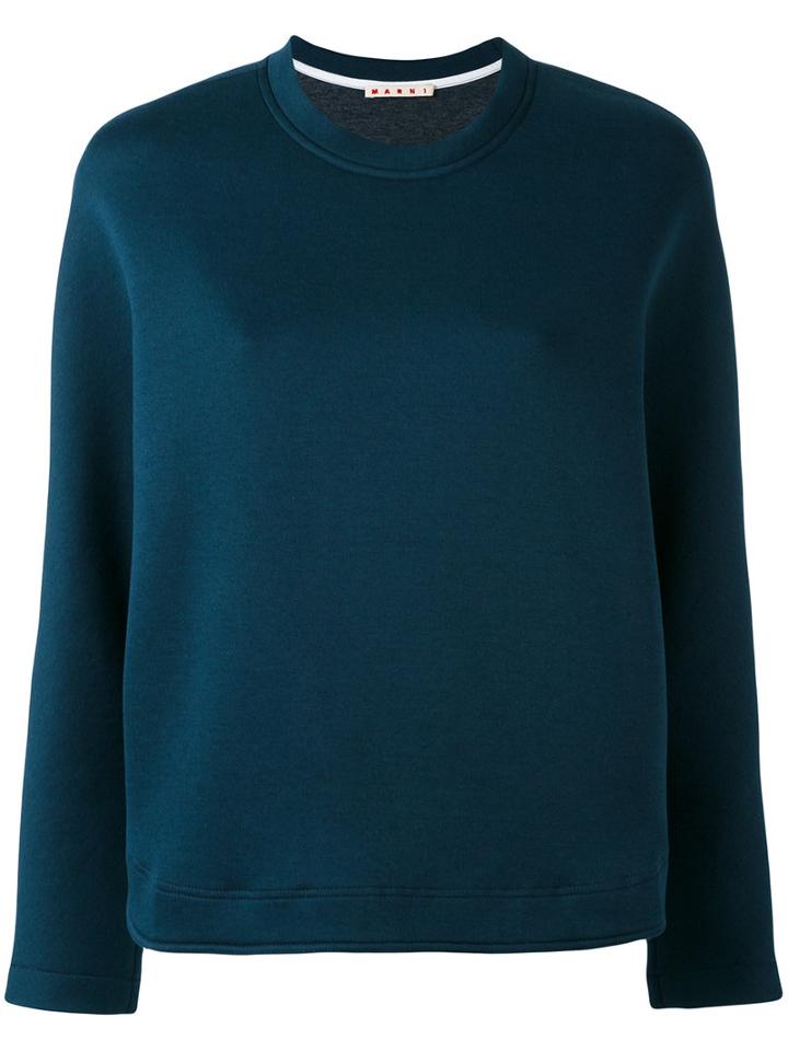 Marni - Crew Neck Scuba Sweatshirt - Women - Cotton/polyamide - 42, Blue, Cotton/polyamide