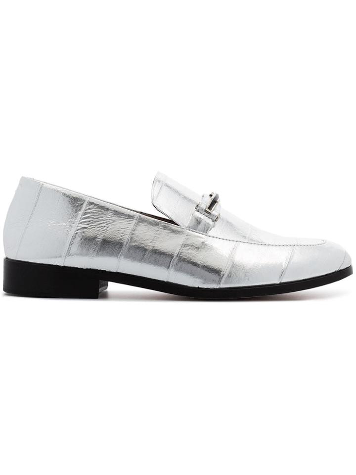 Newbark Silver Metallic Melanie Leather Loafers