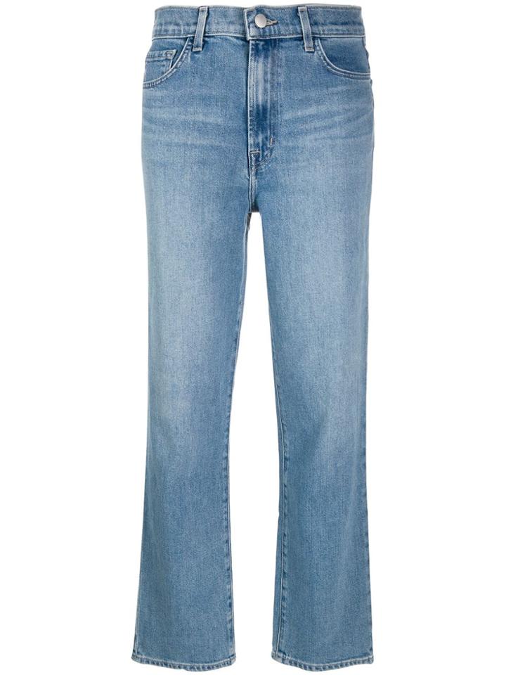 J Brand Marcella Cropped Straight Let Denim Jeans - Blue