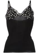 Dolce & Gabbana Polka Dot Detail Vest Top, Women's, Size: 42, Black, Silk/cotton/polyamide