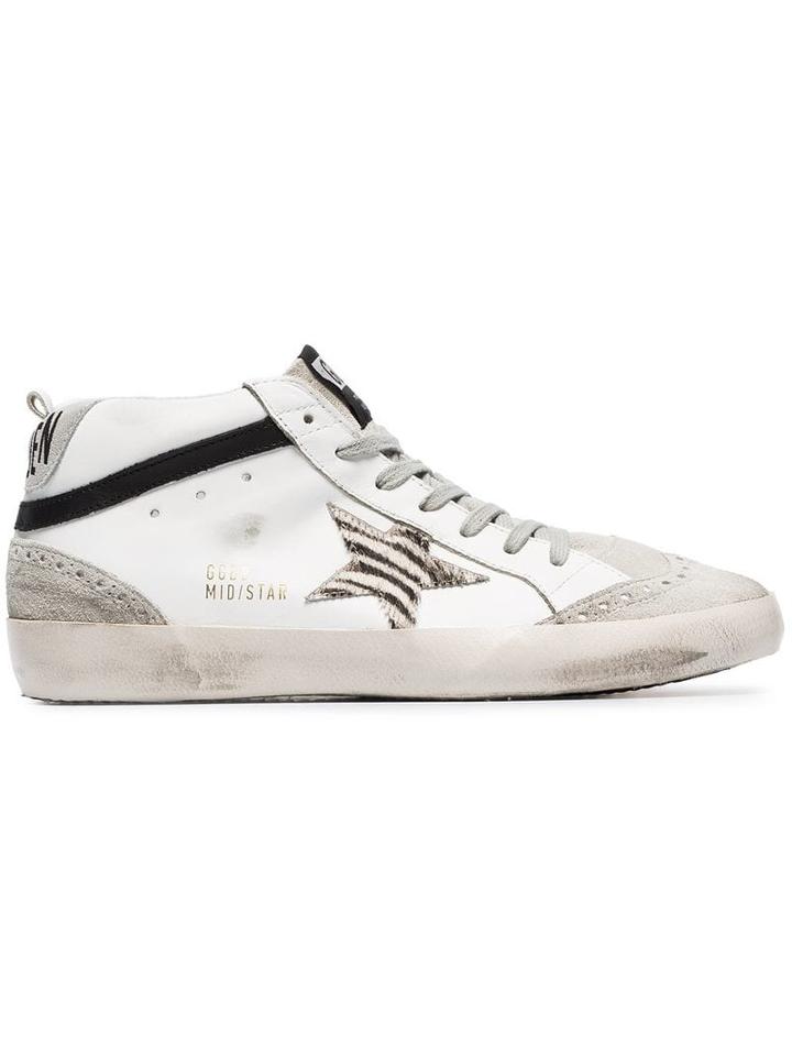 Golden Goose White Mid Star Leather Hi-top Sneakers