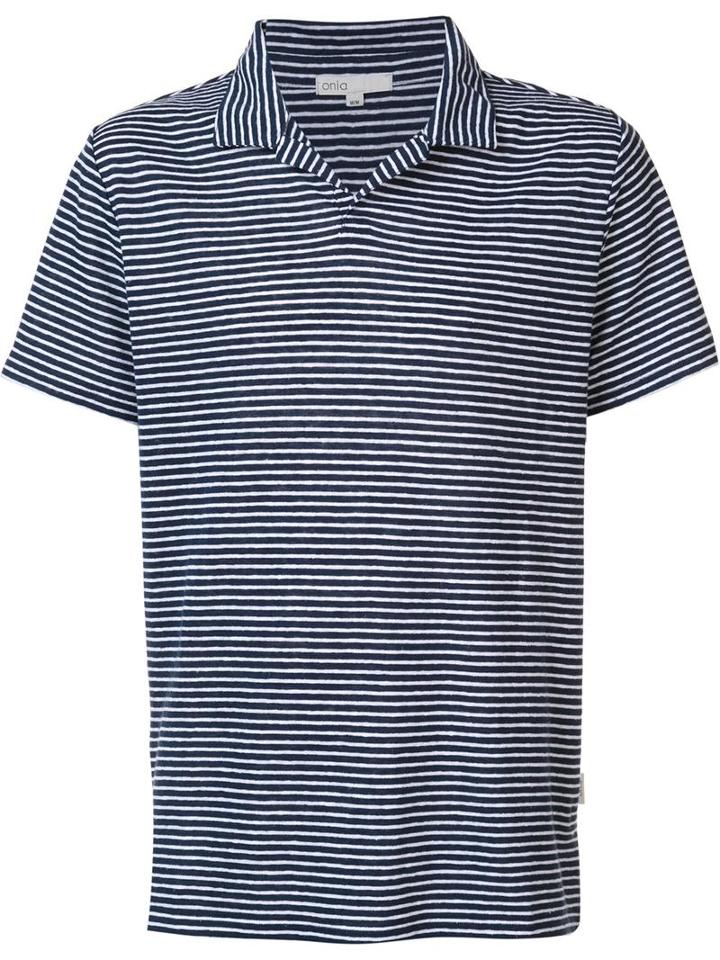Onia 'shaun' Polo Shirt, Men's, Size: Xl, Blue, Linen/flax/polyester