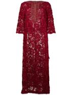 William Vintage Embroidered Flared Maxi Dress