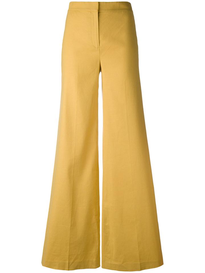 Theory - Flared Trousers - Women - Linen/flax/spandex/elastane/viscose - 8, Yellow/orange, Linen/flax/spandex/elastane/viscose