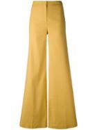 Theory - Flared Trousers - Women - Linen/flax/spandex/elastane/viscose - 8, Yellow/orange, Linen/flax/spandex/elastane/viscose