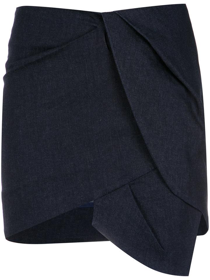 Giuliana Romanno - Asymmetric Mini Skirt - Women - Cotton/elastodiene - 38, Blue, Cotton/elastodiene