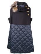 Moncler Quilted Panel Wrap-over Cape - Blue