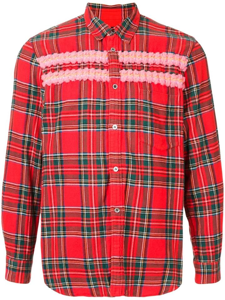 Comme Des Garçons Vintage Pom Pom Detail Tartan Shirt - Red
