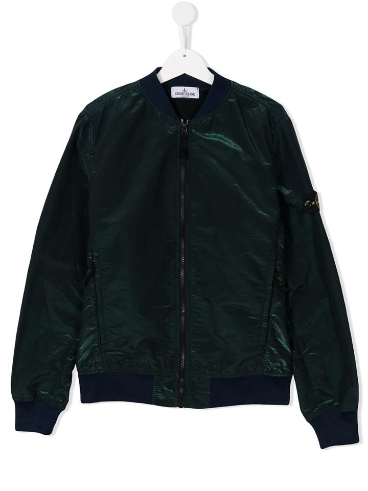 Stone Island Kids Zipped Bomber Jacket, Boy's, Size: 14 Yrs, Green