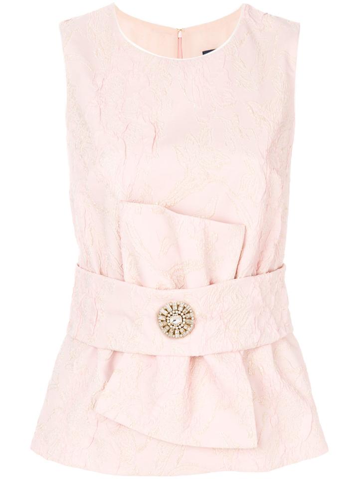 Cavalli Class Floral Lace Textured Tank Top - Pink & Purple