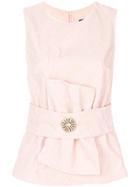 Cavalli Class Floral Lace Textured Tank Top - Pink & Purple