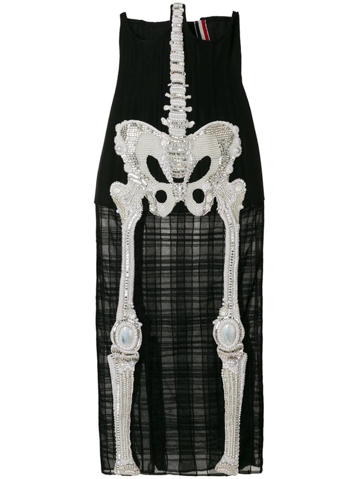 Thom Browne Trouser Length Cardigan Skirt In Crystal Skeleton