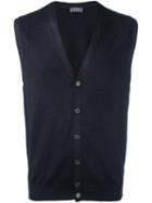Barba V-neck Knit Vest, Men's, Size: 54, Blue, Cotton