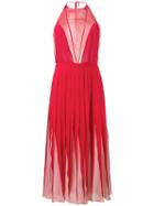 Valentino - Backless Dress With Pleated Mid-length Skirt - Women - Silk - 40, Red, Silk