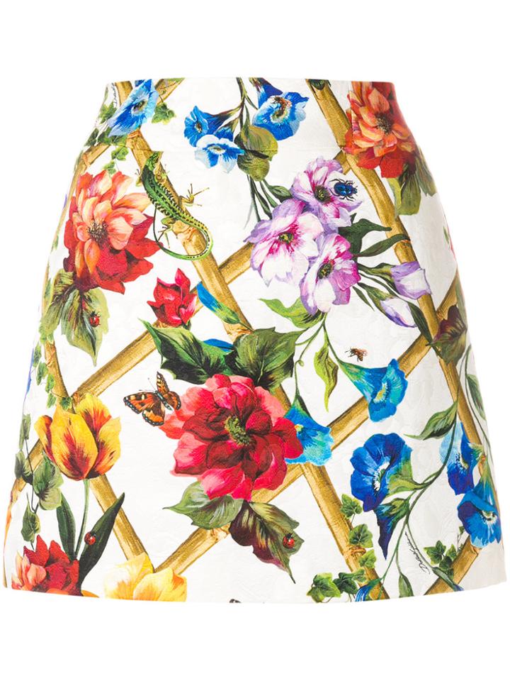 Dolce & Gabbana Floral Print Brocade Mini Skirt - Multicolour