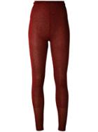 Melampo - Ribbed Knit Leggings - Women - Nylon/polyester - 40, Red, Nylon/polyester