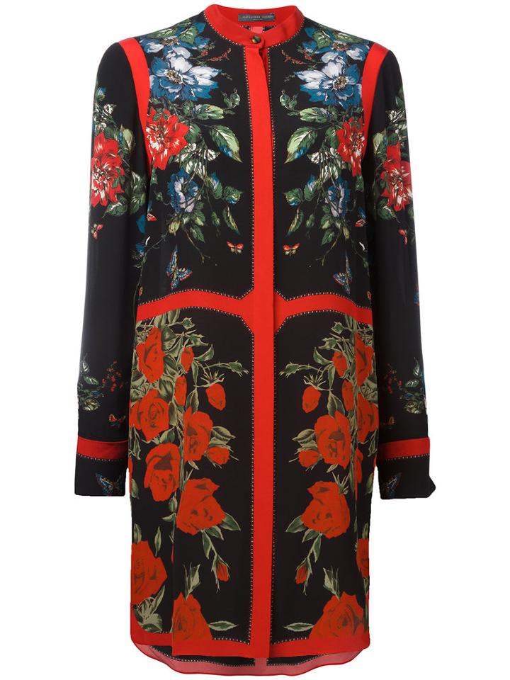 Alexander Mcqueen Floral Shirt Dress, Women's, Size: 44, Black, Silk