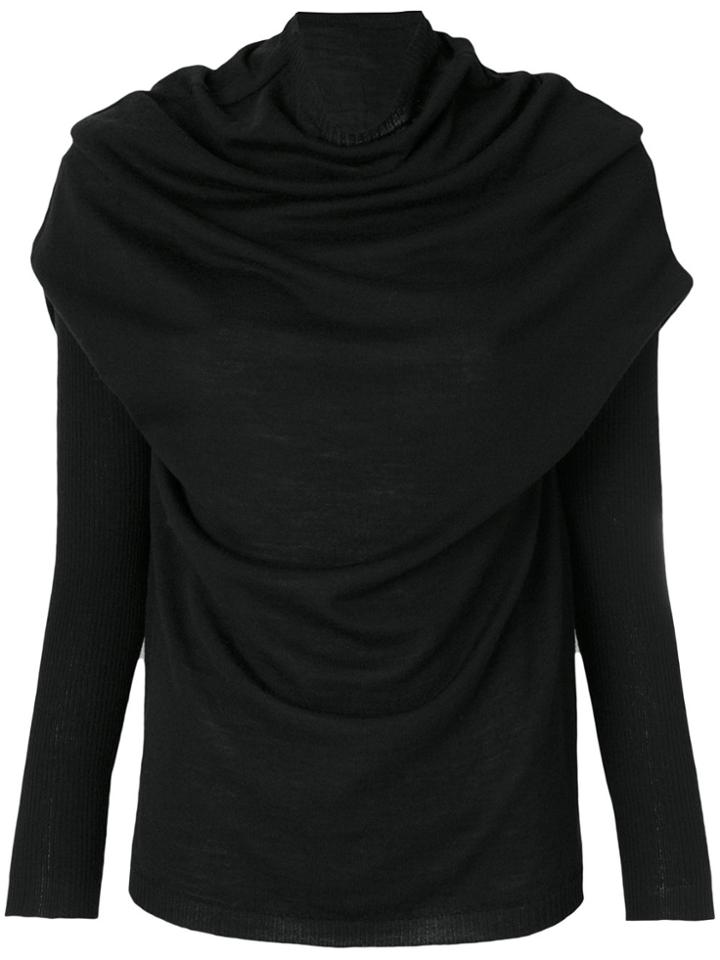 Rick Owens Gathered Turtle Neck Sweater - Black