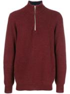 N.peal Ribbed Half Zip Jumper - Red