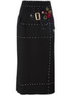 Dolce & Gabbana Stitch Detail Pencil Skirt - Black
