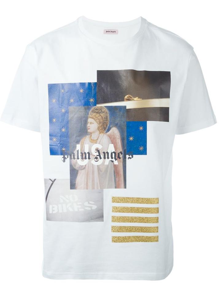 Palm Angels Mix Photo Print T-shirt, Men's, Size: Small, White, Cotton