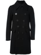 Dsquared2 Long Peacoat, Men's, Size: 52, Black, Virgin Wool/polyamide/polyester/cotton