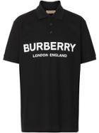 Burberry Logo Print Cotton Piqué Polo Shirt - Black