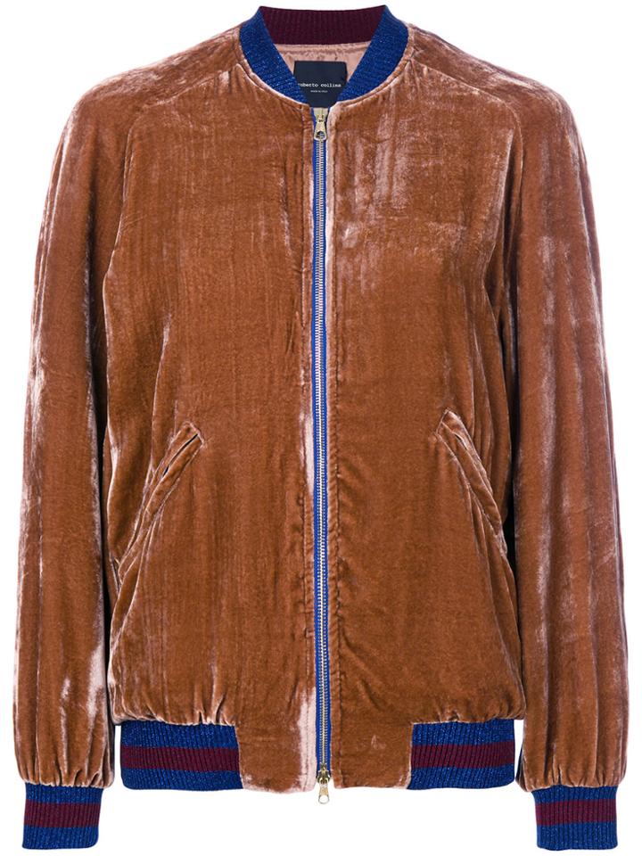 Roberto Collina Two Tone Bomber Jacket - Brown