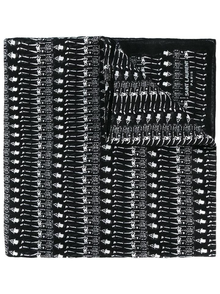 Saint Laurent - Skeleton Print Scarf - Men - Silk/cashmere/wool - One Size, Black, Silk/cashmere/wool