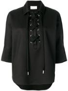 Red Valentino Lace-up Blouse - Black