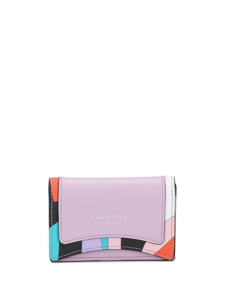 Emilio Pucci Shell Print Leather Bi-fold Cardholder - Purple